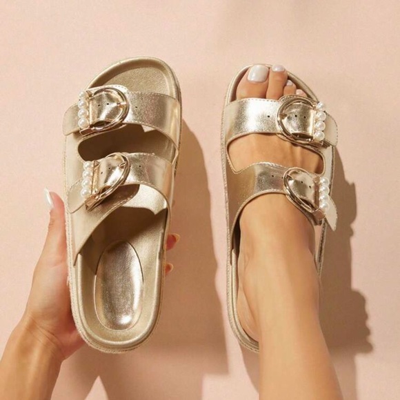 Pearl Embellished 🔥 Wedge Heel Platform Sandals - Picture 5 of 5